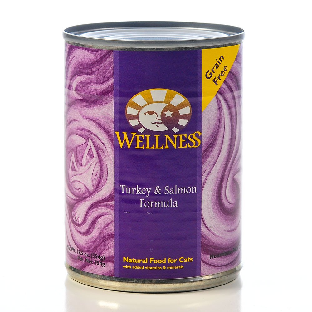 Wellness Pet Products Cat Food - Turkey and Salmon Recipe - Case of 12 - 12.5 oz.
