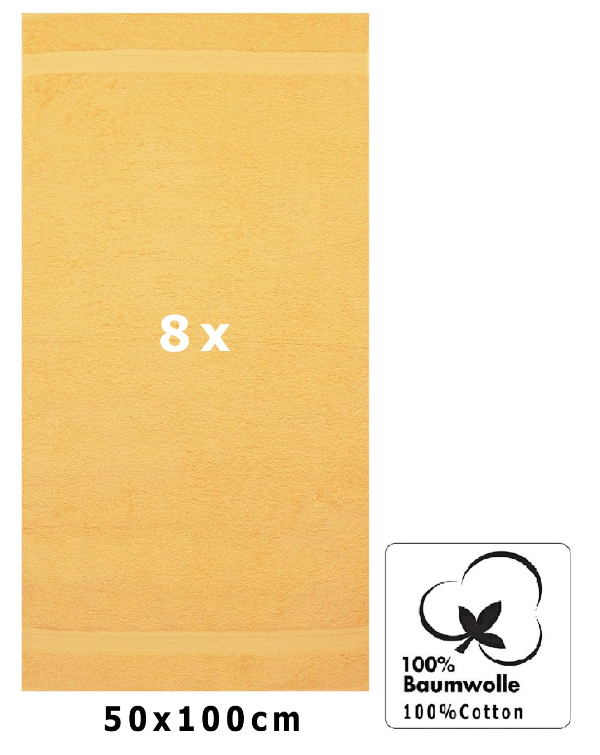 Betz Paquete de 8 Toallas de Lavabo Premium 100% algodón tamaño 50x100 cm (Amarillo Miel)