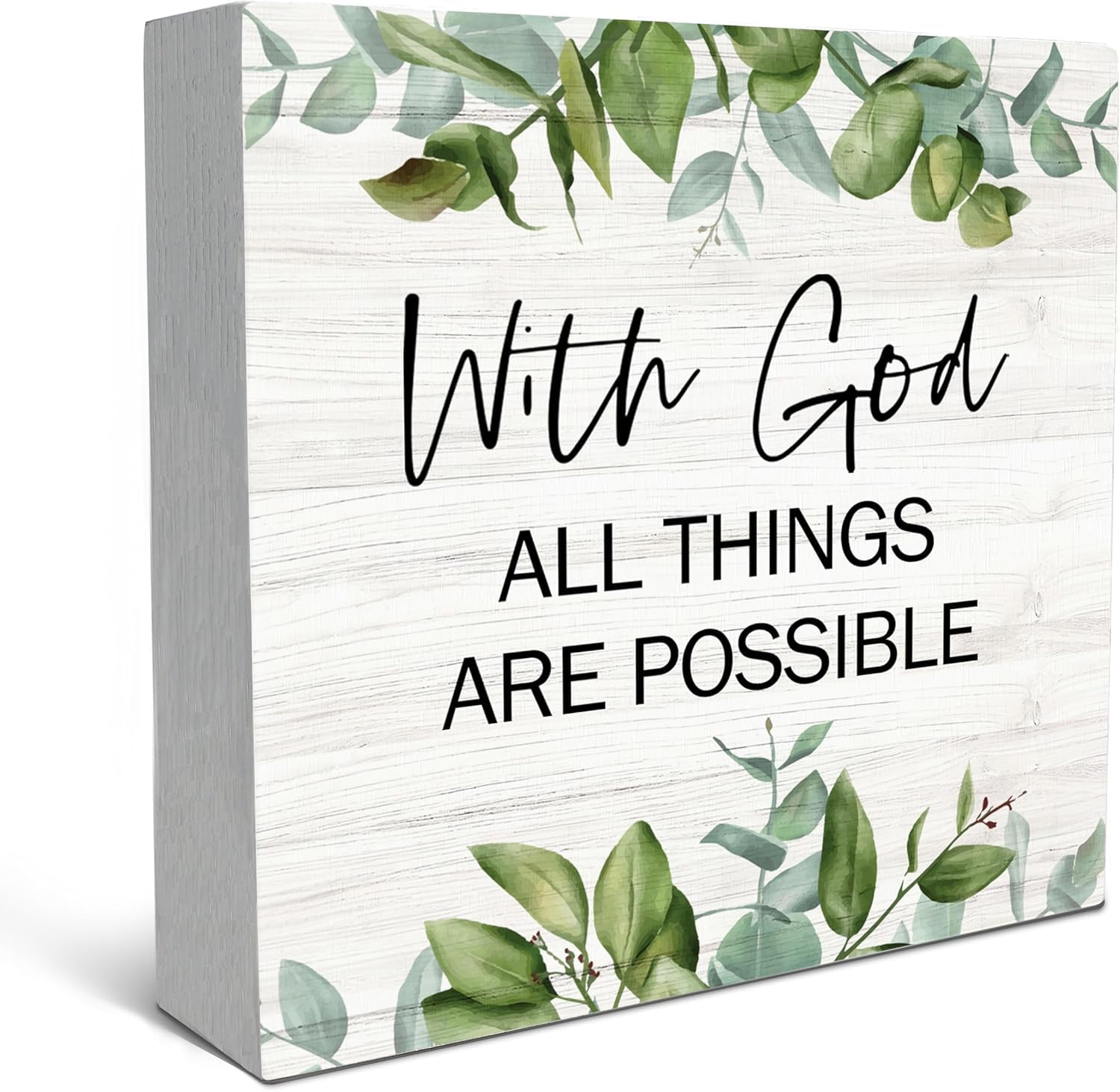 5x5 Inch With God All Things Are Possible Wooden Box Sign