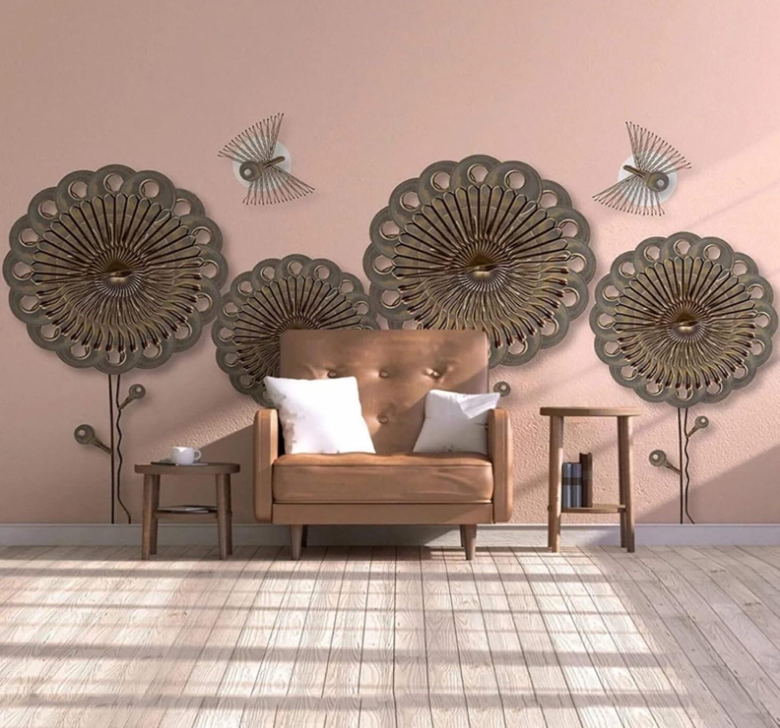 XLMING Creative Iron Relief Flowers Butterflies 3D Wallpaper Luxury Silk Study Dining Feature Sofa Grey Bedroom Living Room Tv Decorative Wall-350cm×256cm