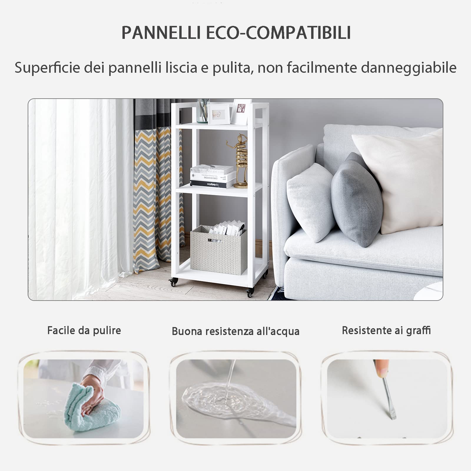 PUNCIA Supporto per Stampante a 3 Livelli Carrello Porta Documenti Mobile per Stampante in Legno e Metallo Scaffale per Documenti con Ruote Tavolo per Trituratore HIFI per Ufficio Casa (Bianco)