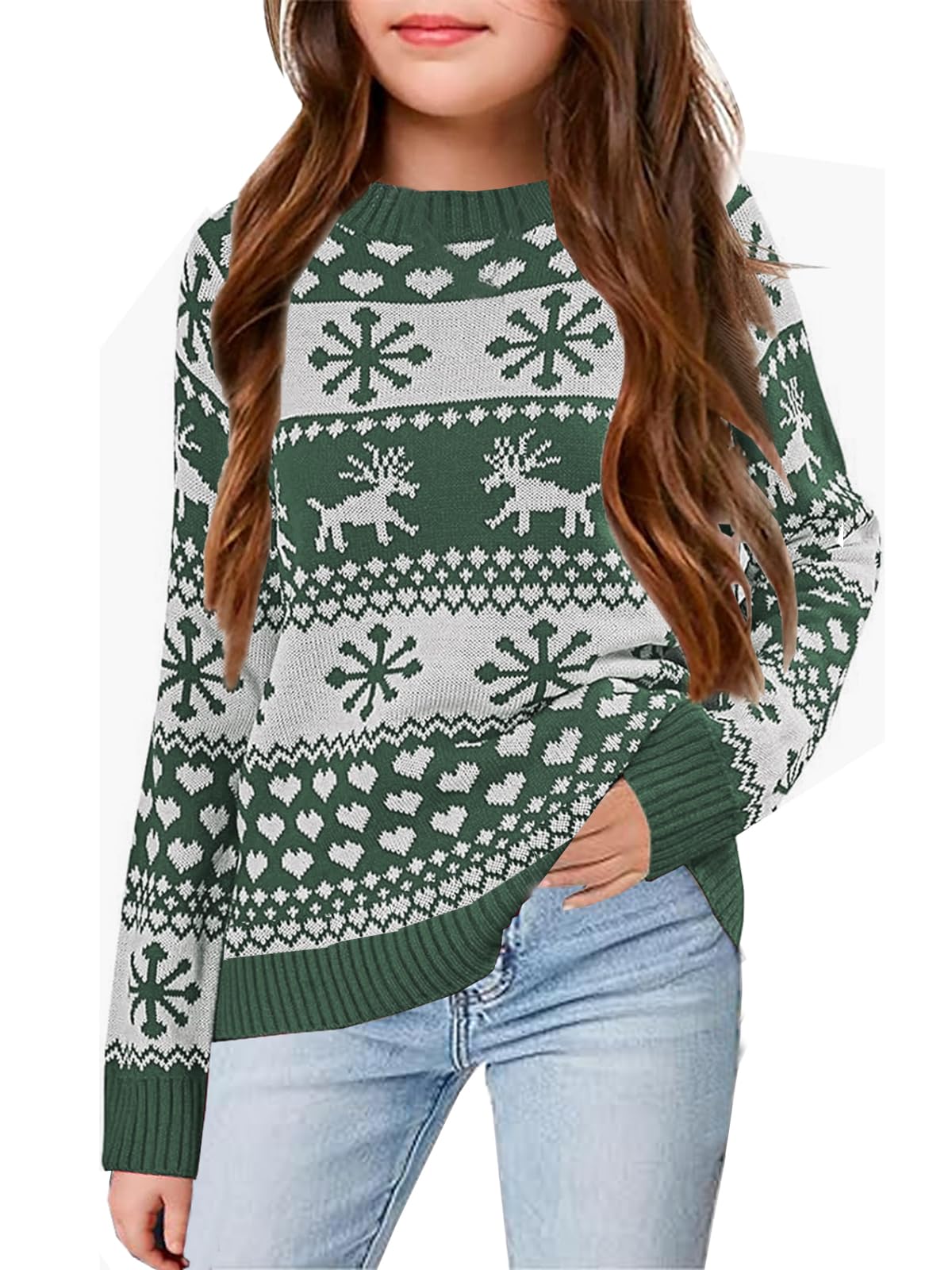 Ugly Christmas Sweater for Girls Funny Xmas Knit Pullover Shirts Kids Child Holiday Jumper Tops Outfit 2-14 Years