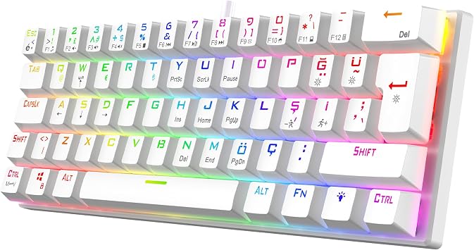 Gameagle%60 Kablolu RGB Mekanik Gaming Klavye, Deri Bilek Destekli, Anti-Ghosting, 19 RGB Efekt Se ene i, 50 Milyon Bas m  m rl , Kablolu Mekanik Oyuncu Klavyesi K rm z  Switch KB-26 Beyaz