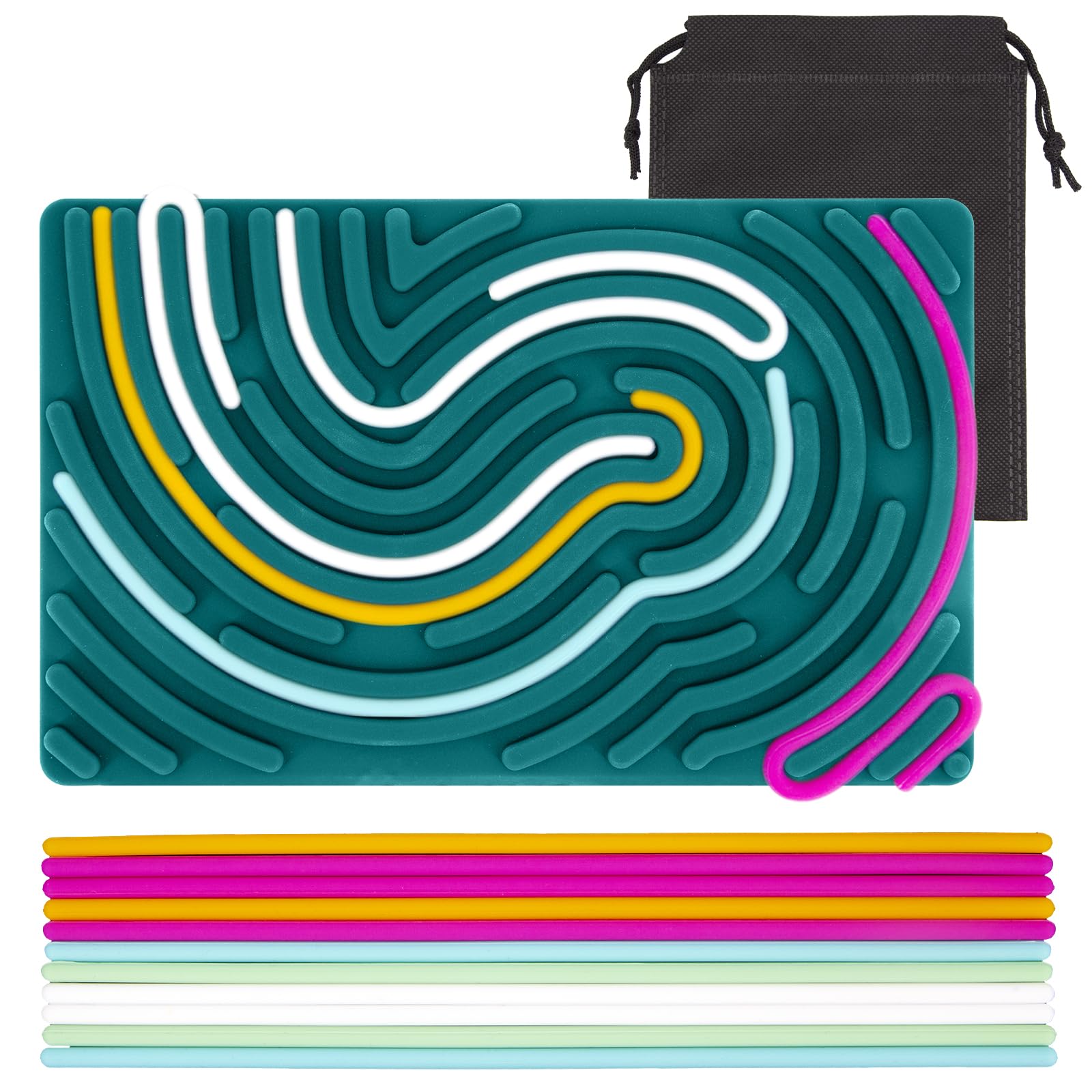 Sensory Activity Board Educational Busy Board Silicone Calm Down Sensory Toys Double Side Fidget Toy for 1+ Year Old Skill Development Anxiety Relief Stress(Green)