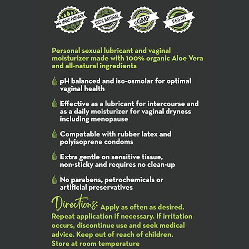 Miniatura 3 de Desert Harvest Aloe Glide, lubricante sexual de aloe vera orgánico prensado en frío y humectante vaginal, 16 onzas