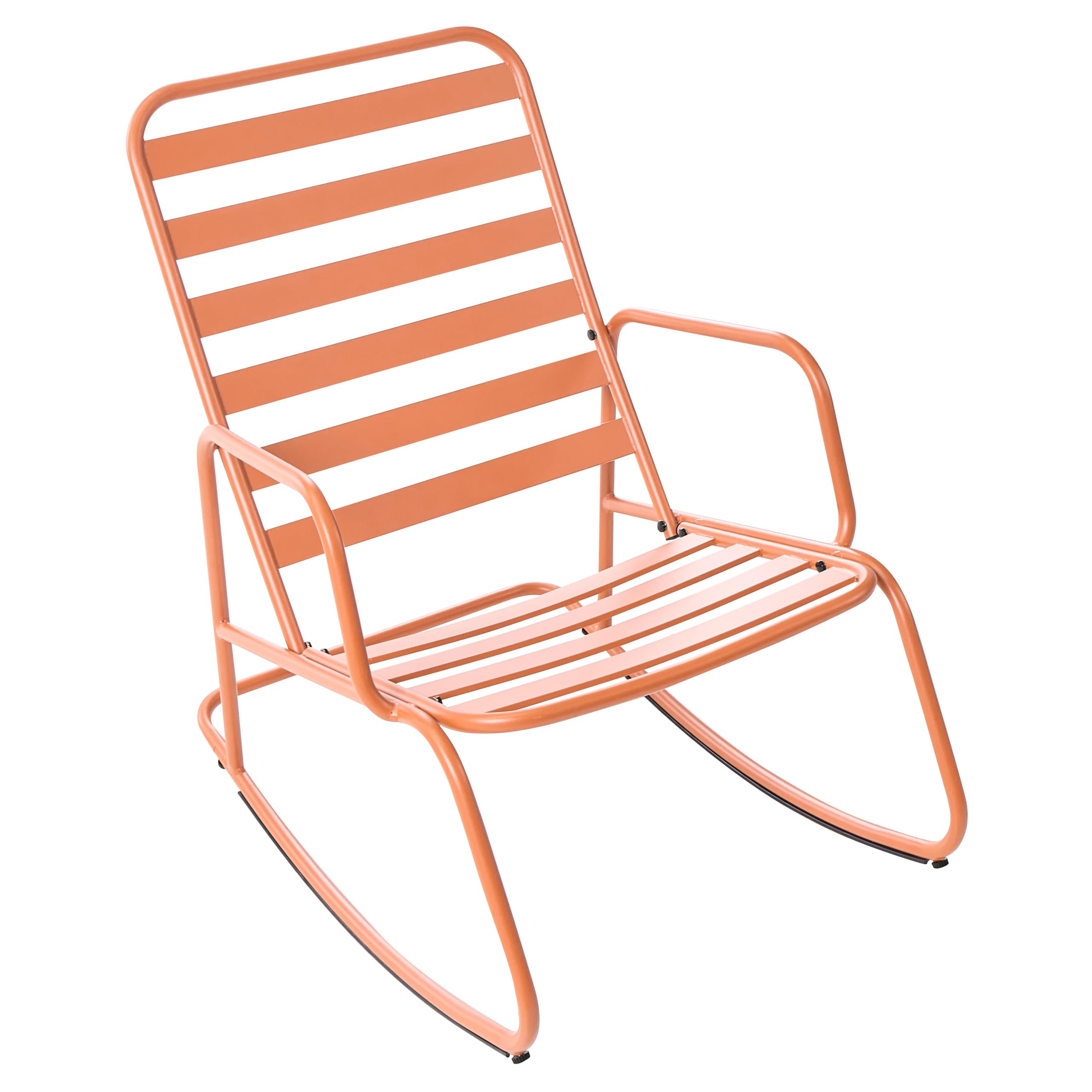 Beliani Sedia a dondolo da giardino moderna in metallo Design a doghe per esterni Alluminio Arancione