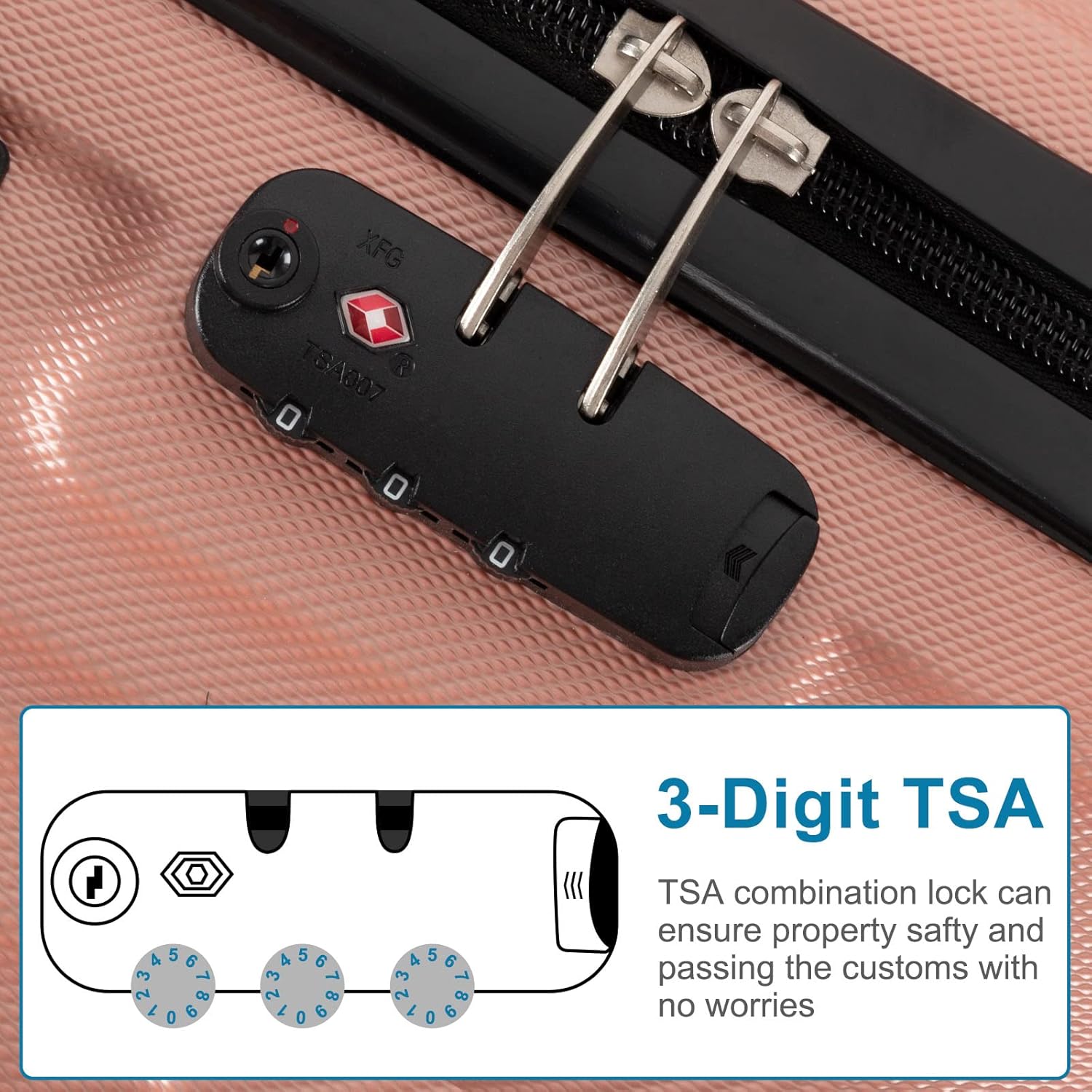 amopacorp Luggage Sets, Luggage 4 Piece Set, Expandable Luggage Set Clearance Suitcases with Spinner Wheels Hardside Luggage with TSA Lock Rose Gold