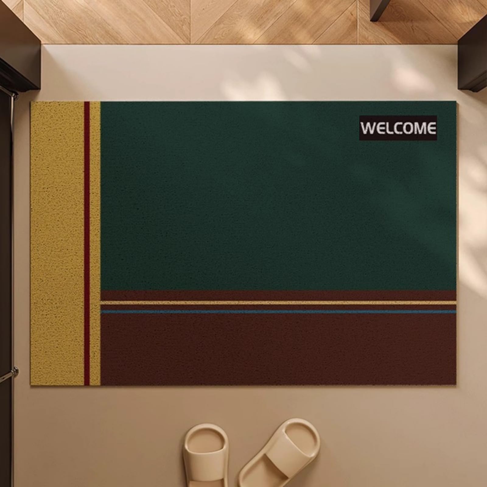 Tapis entrée intérieur en luffa PVC idéal pour les jours de pluie en famille