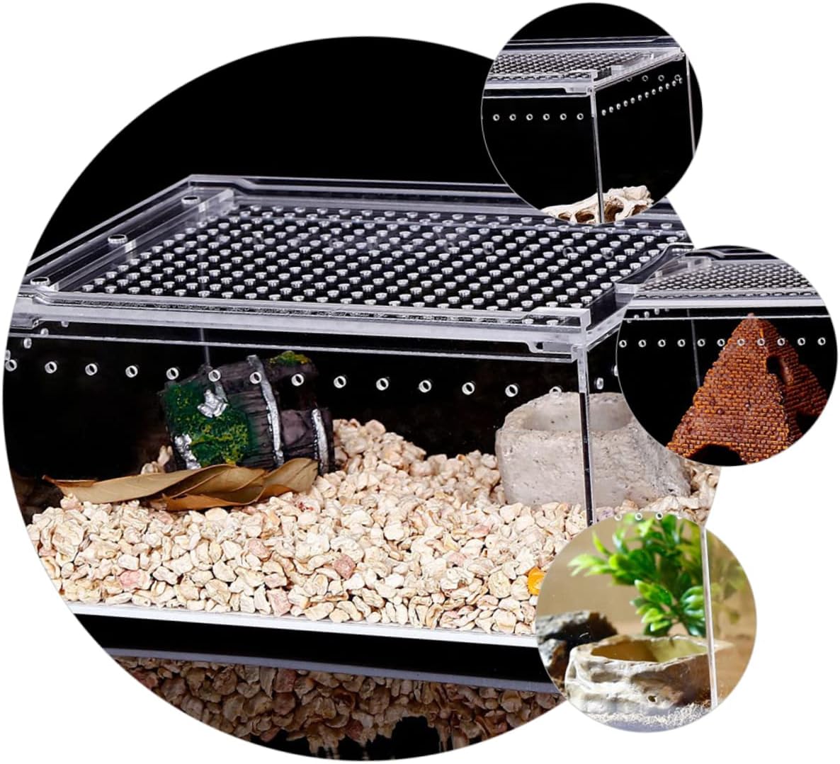 SUPVOX Acrylic Leak Reptile Breeding Box Ventilation Lizard Cage for Pet Feeder