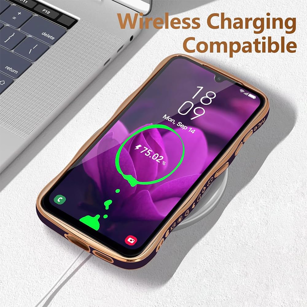 CaseLover Etui na telefon komórkowy Samsung Galaxy A55 5G, miłosne serce, etui na telefon komórkowy, fale, kręcony kształt, galwanizowany, silikon TPU, bumper, ochrona aparatu, odporne na uderzenia,