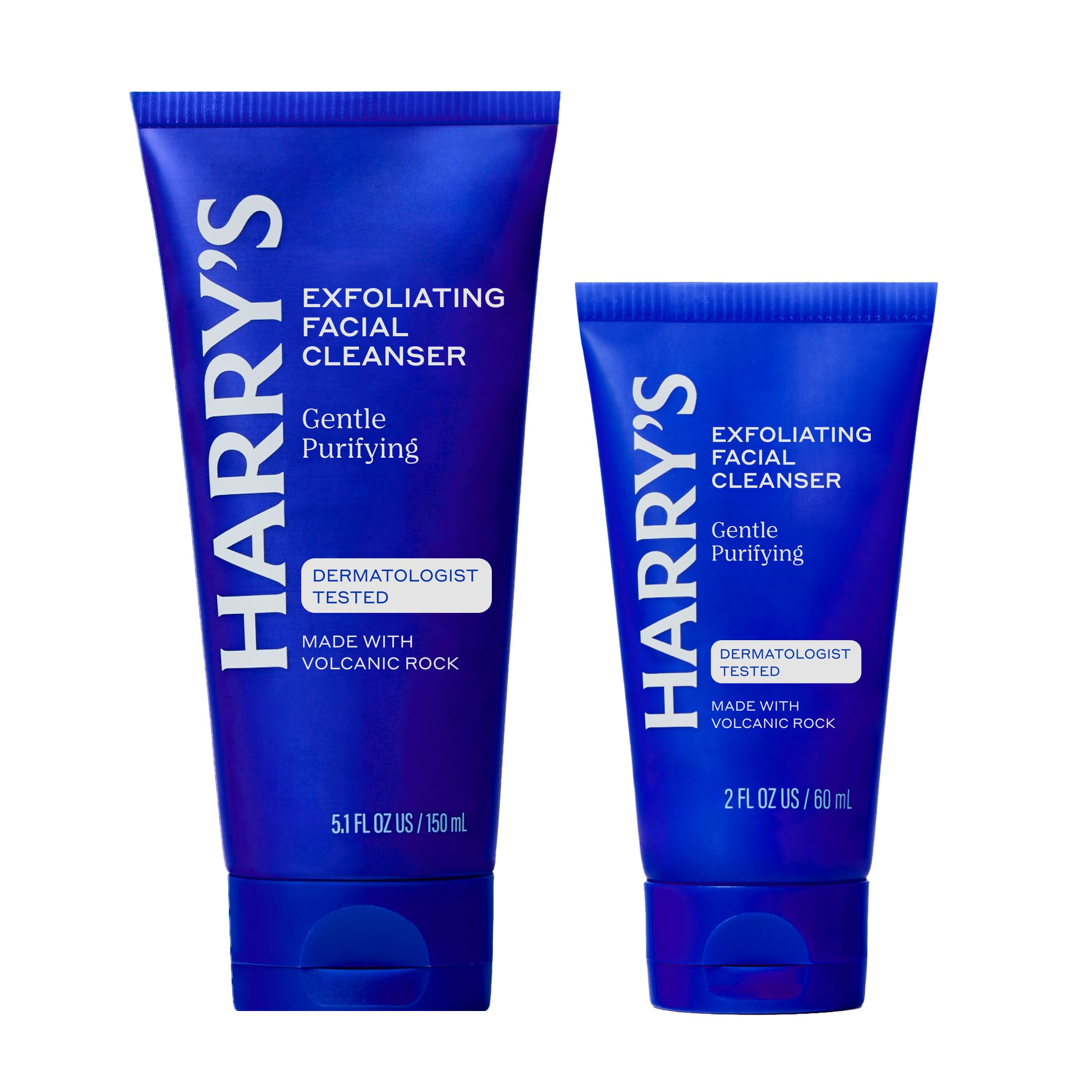 Harry's Exfoliating Face Wash for Men, Gentle Facial Skin Care Products with Volcanic Rock Exfoliant, 7.1 Fl. Oz, Home and Trial and Travel Bundle