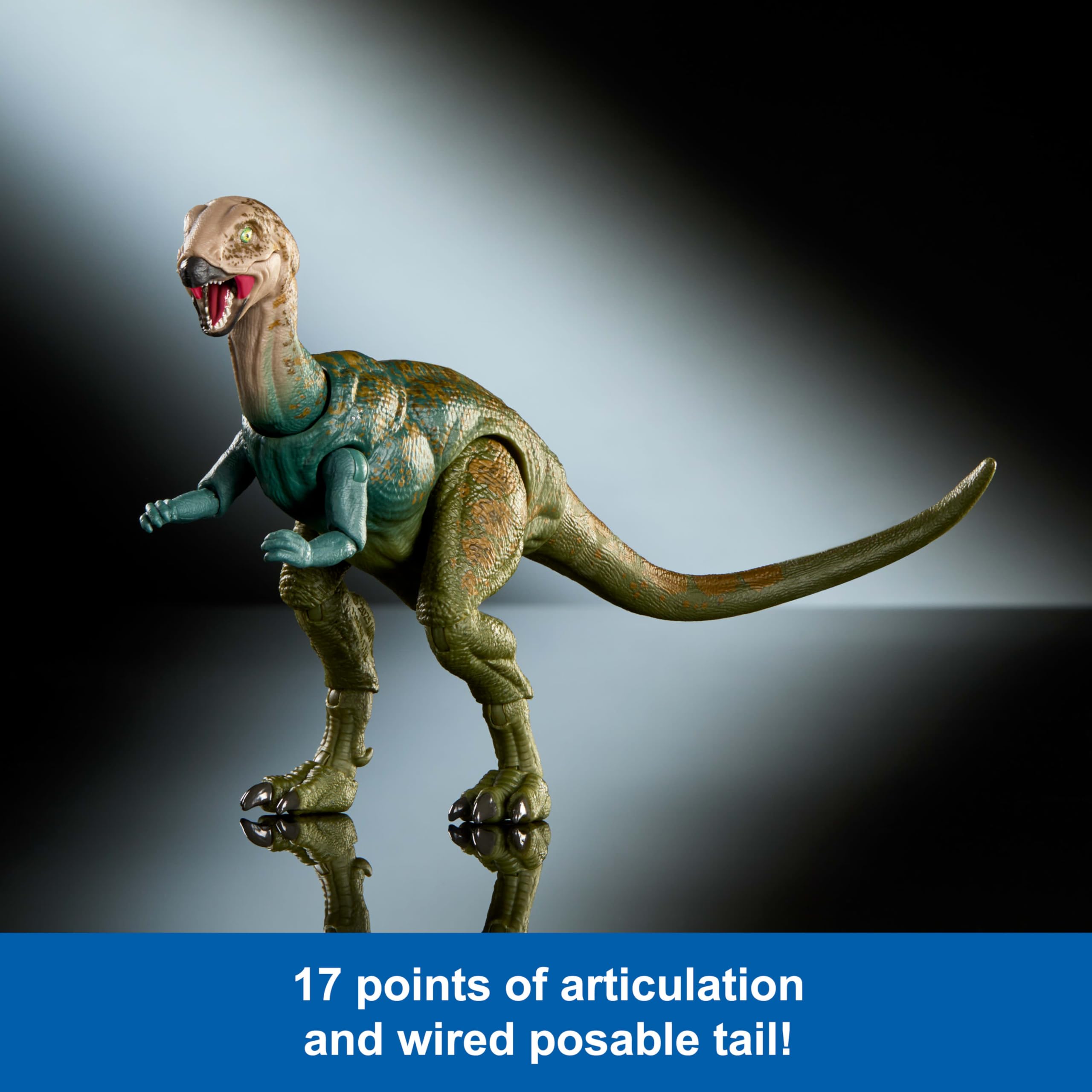 Mattel Jurassic World Kolekcja Hammonda Dryosaurus Figurka | Kolekcjonerska figurka premium z realistycznymi oczami, 17 punktami ruchu i wymienną szczęką, JKM92
