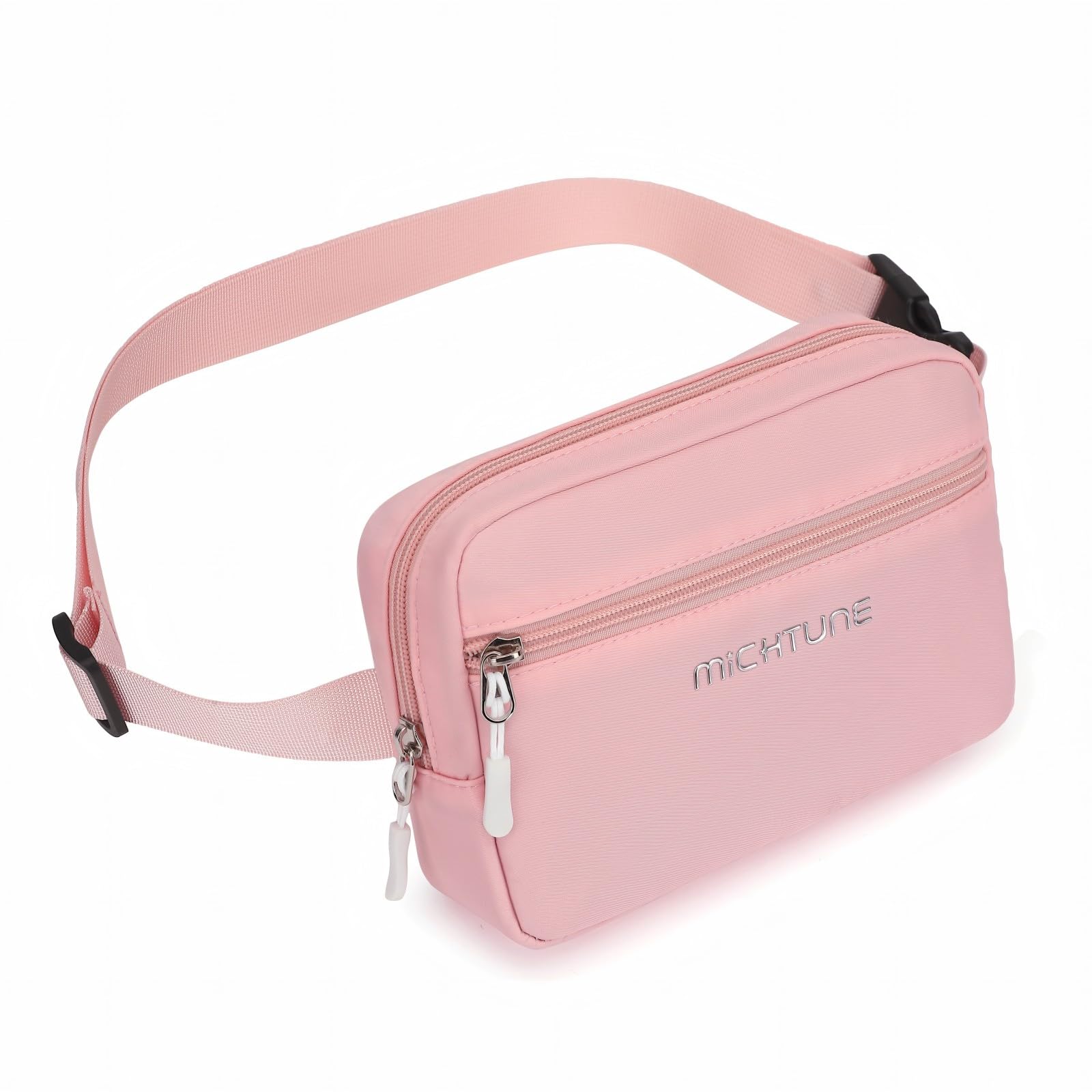 MICHTUNE Belt Bag,Nylon Cross Body Fanny Pack for Women Men,Waterproof Fashion Waist Packs,Crossbody Bags with Adjustable Strap (Pink)