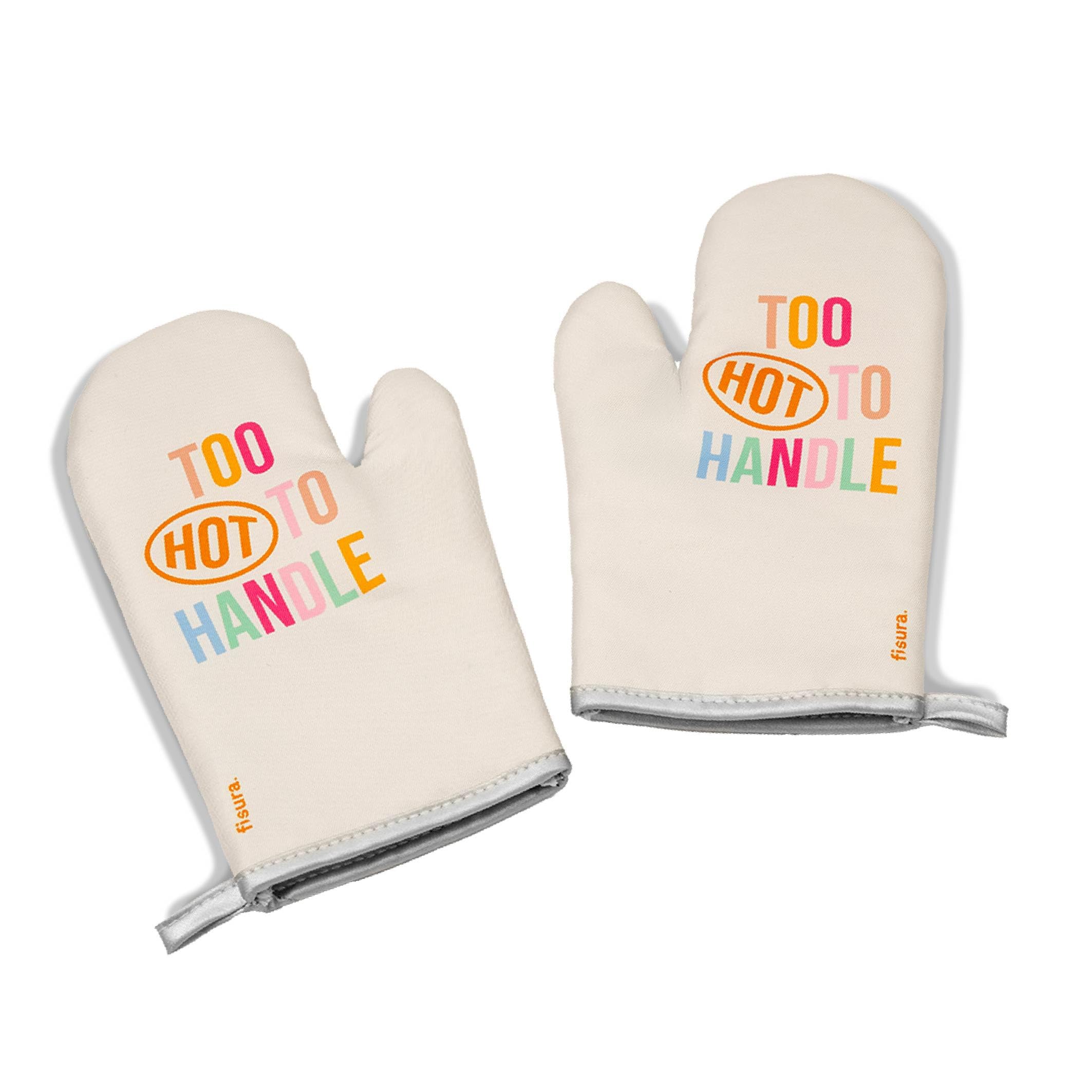 Fisura - Original Oven Mittens. 2 Oven Mitts for cooking. Printed Barbecue Gloves. Heat Resistant Oven Mitts with Hanging Loop.