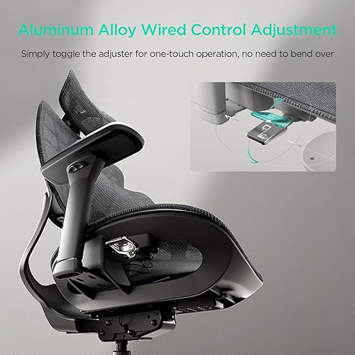 Miniatura 8 de Hbada E2 Silla de oficina ergonómica, silla de oficina de malla grande y alta con soporte lumbar dinámico de 6 vías, reposabrazos ajustables 3D,