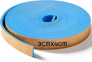 Xuniea Selbstklebend für Ausgleichsmasse Randdämmung Behnfugenband Randdämmstreifen Estrich Randdämmstreifen Selbstklebend Dehnfugenband Trennwandband Fußbodenheizung(3 cm x 40 m,Blau)