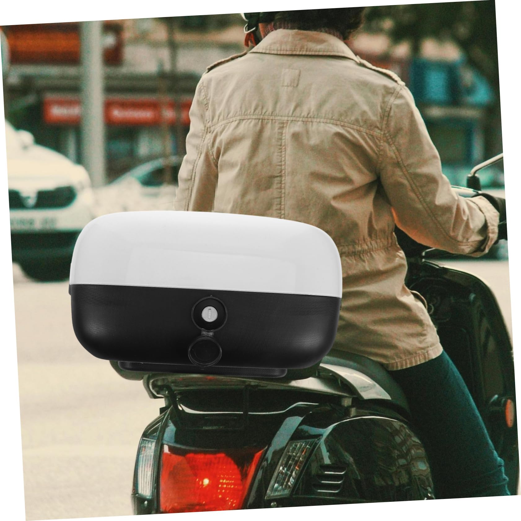 Ciieeo Coffre Arrière De Étanche pour Scooter Électrique De Rangement pour Et Blanc Top Case Pratique