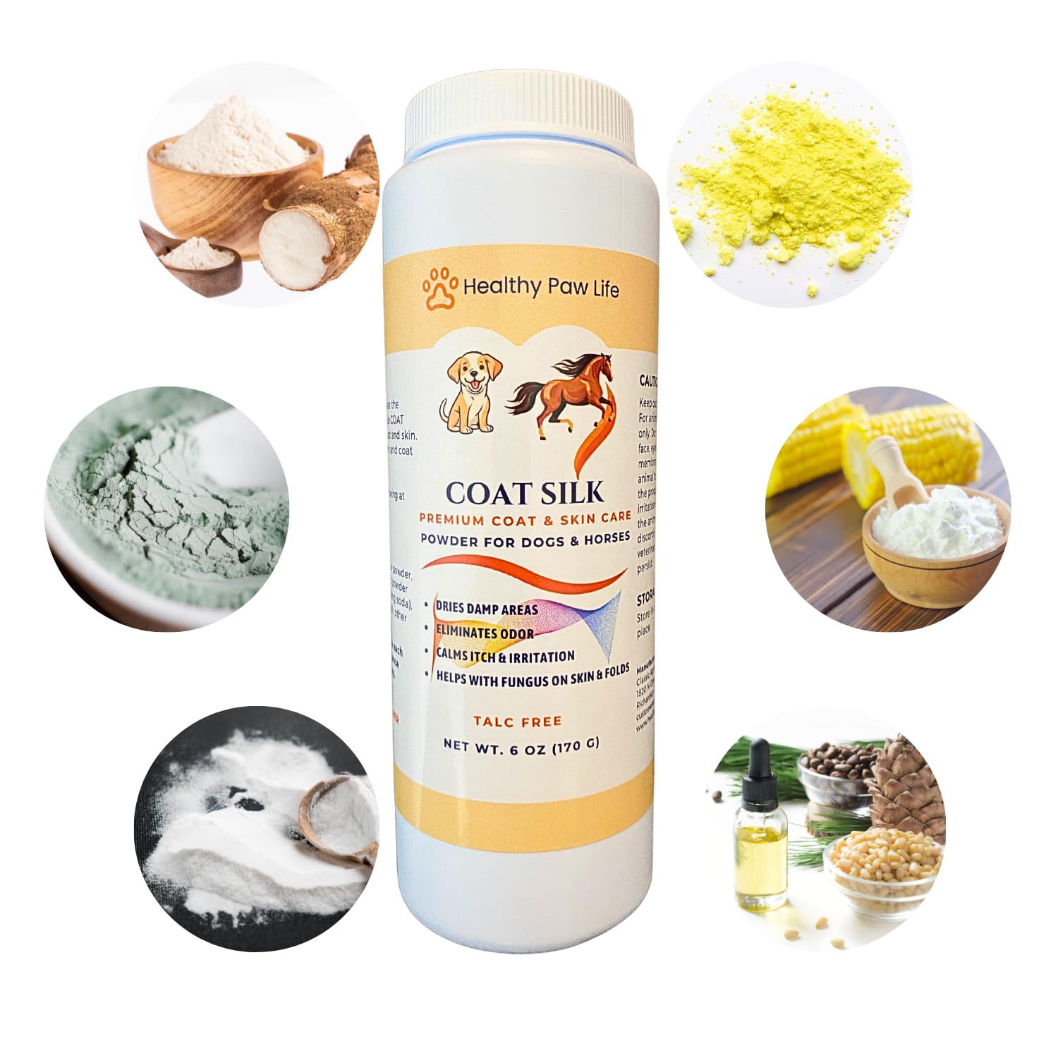 Healthy Paw Life Coat Silk Powder with Sulfur & Bentonite Clay, Natural Grooming Powder for Dogs Cats, and Horses - Image 3