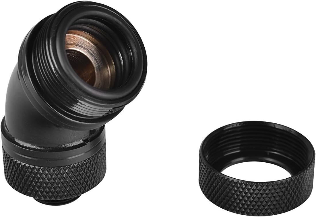 Thermaltake Pacific DIY LCS Black G1/4 PETG 16mm (5/8") OD Tube 45 Degree Compression Fitting Cooling - CL-W096-CA00BL-A (Pack of 2)