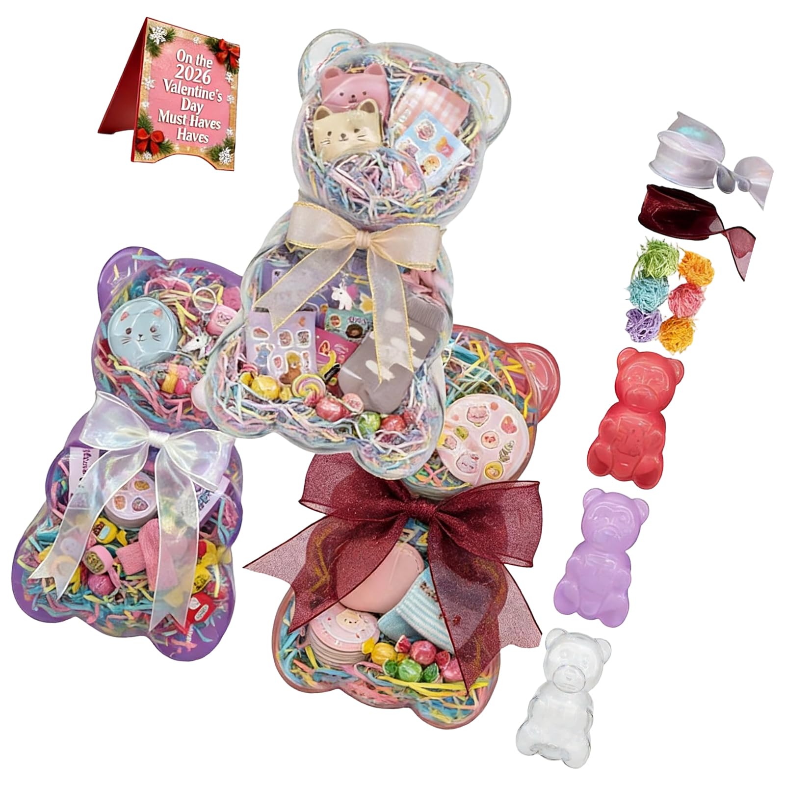 Piceioep Bear Shaped Container Candy Holder with Elegant Ribbon for Wedding and Event Decoration Wedding Candy Box