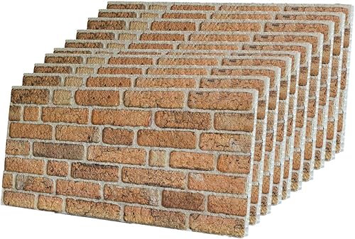 IZODEKOR Paneles de pared 3D efecto ladrillo, revestimiento, aspecto de piedra, revestimiento de espuma de poliestireno para sala de estar, cocina,