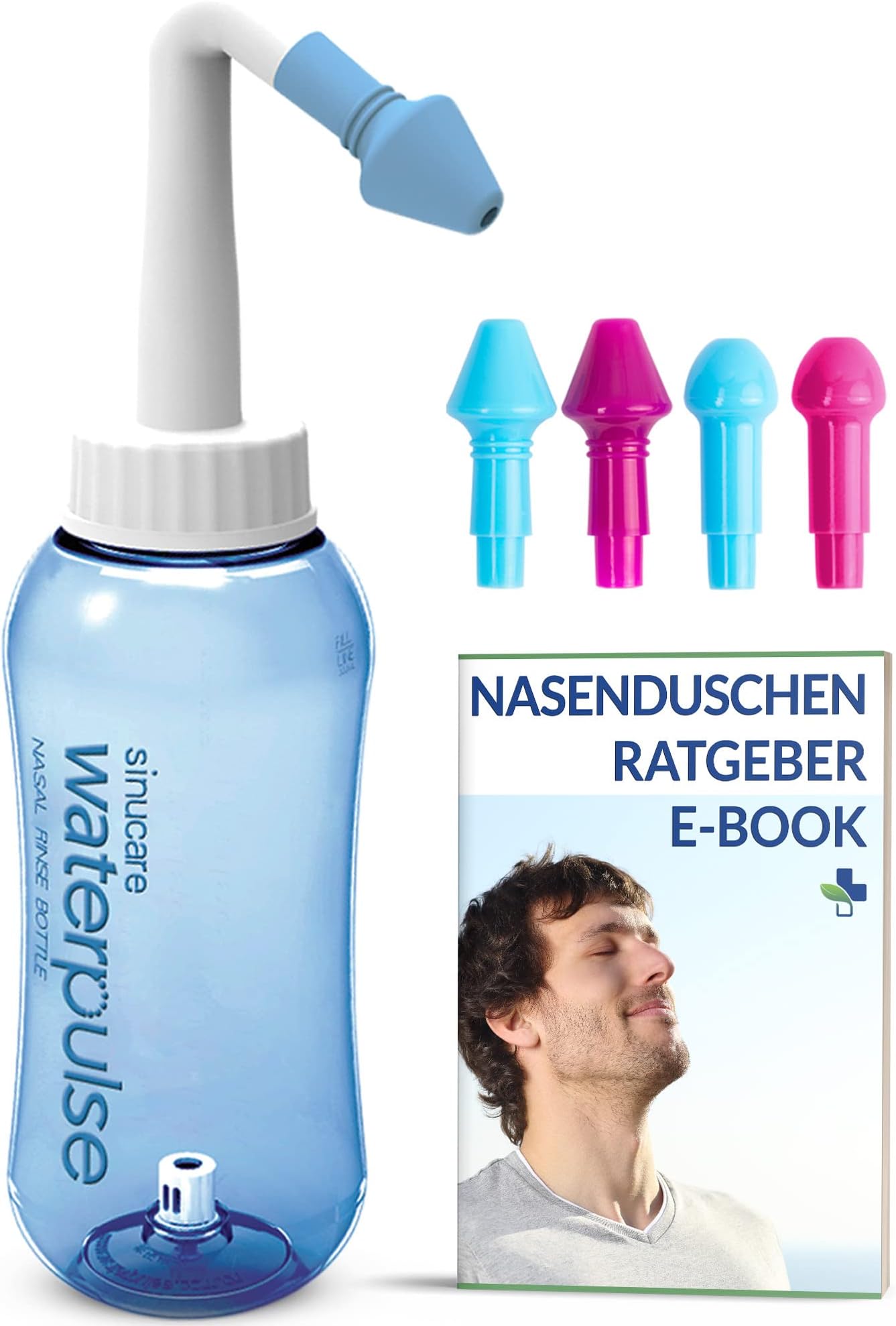 YogaMedic Neti Pot Nasal Wash Rinse 300ml Including 30x Salt Sachets (Produced in Germany) & 3 Nozzles - Against Cold and Allergies