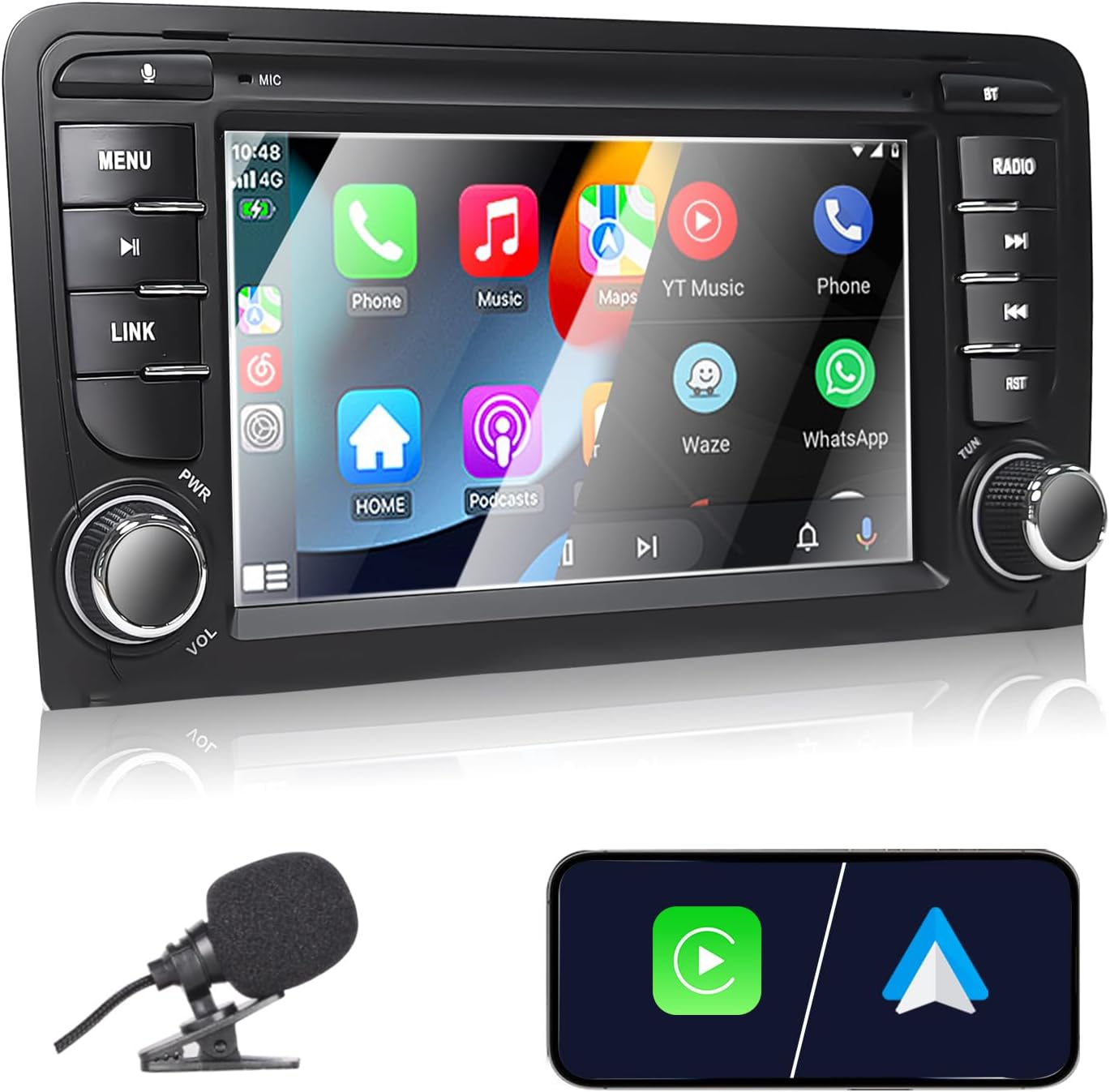 Autoradio Android 7 Pollici Per Audi A3 8P (2003-2012) - 8 Core, 4+64GB, Wireless CarPlay, GPS, DAB, Telecamera Posteriore - Foto 2