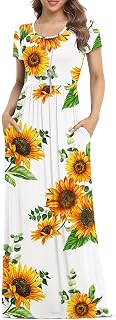 Viishow Womens Dresses Pockets Sunflower