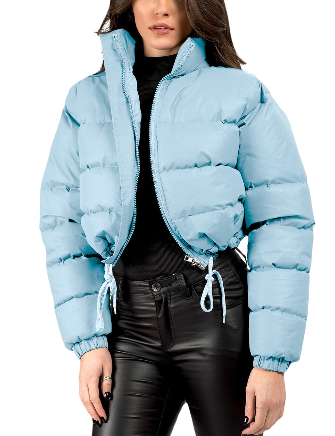 Gihuo Women' s Cropped Quilted Puffer Jacket Outerwear Coats