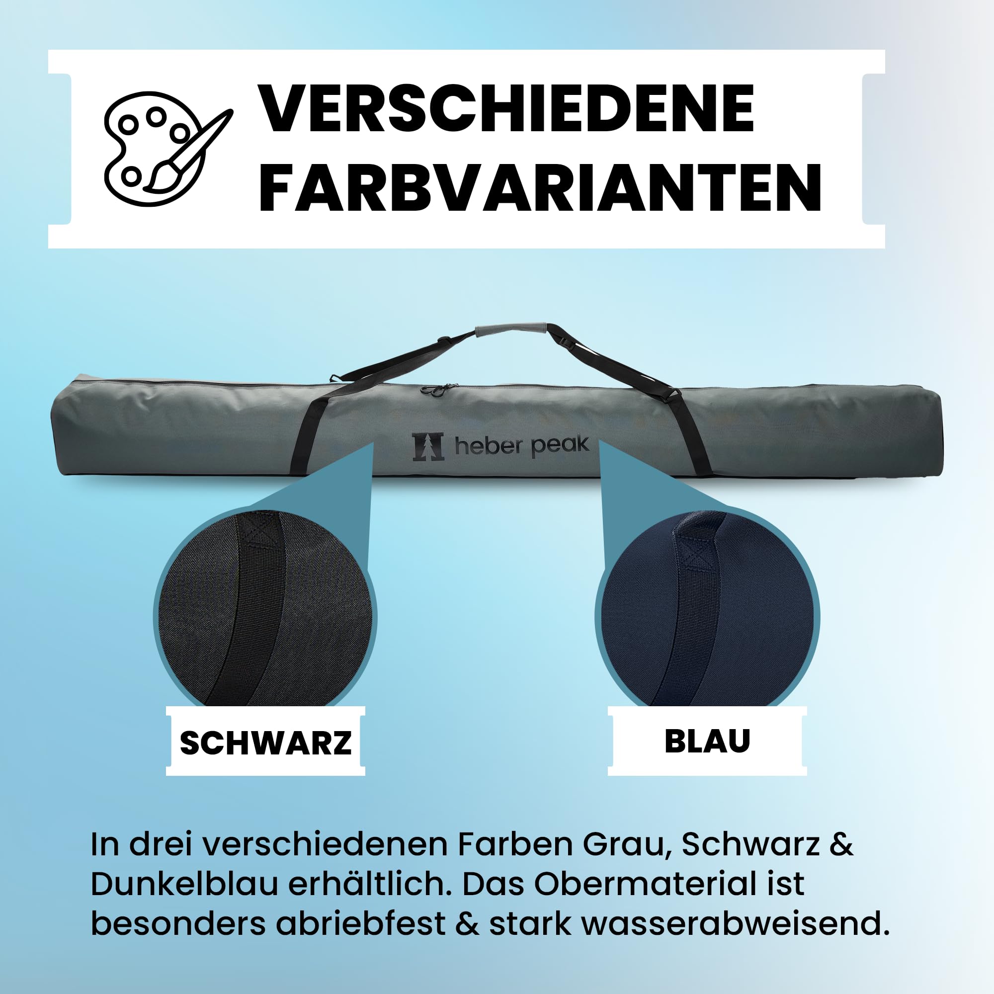 Skitasche wasserfest CedarHe. Ski Bag Basic – Skisack 200 cm für 1 Paar Ski & Stöcke – Skihülle robust & wetterfest, mit Zwei-Wege-Reißverschluss & gepolstertem Tragegriff