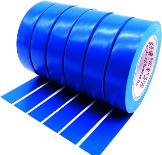 Viaky 6 Roll Electrical Tape Blue Each 0.6" x 50' PVC High End Industrial Grade Wire Tape Rated to 176 Degrees & 600 Volts - Vinyl Insulating Backing - Perfect for Electric Wiring Projects