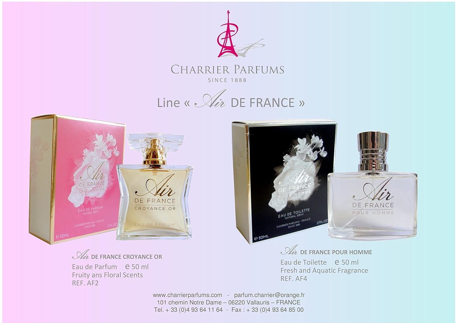 Charrier Parfums ‘Air de France pour Homme‘ Eau de Toilette Spray for Men - 50ML 1.7 Fl. Oz - Made in Provence, France