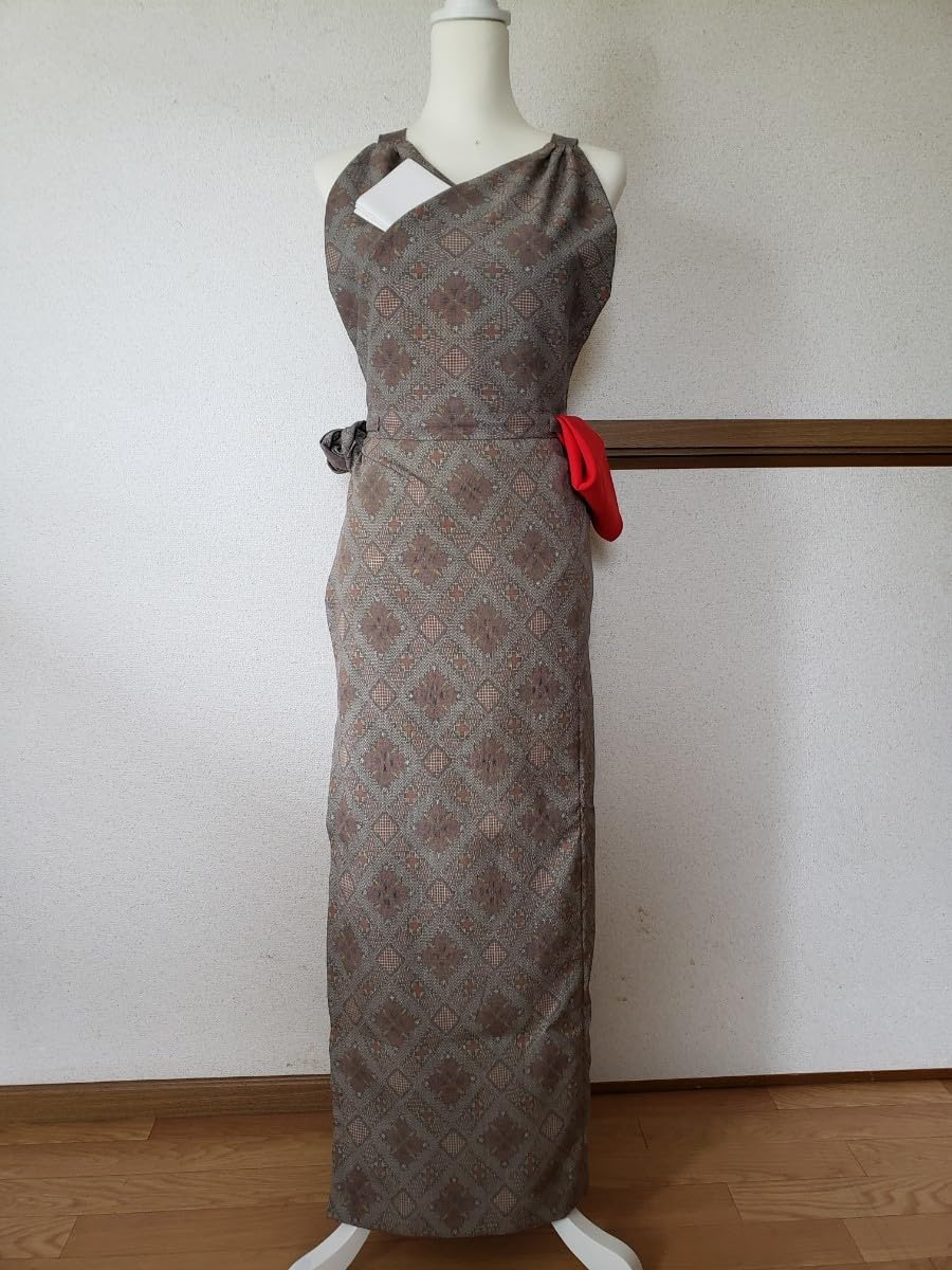 Amazon.co.jp: 二部式 茶道 稽古着 着物 リメイク 茶系 和風 エプロン  