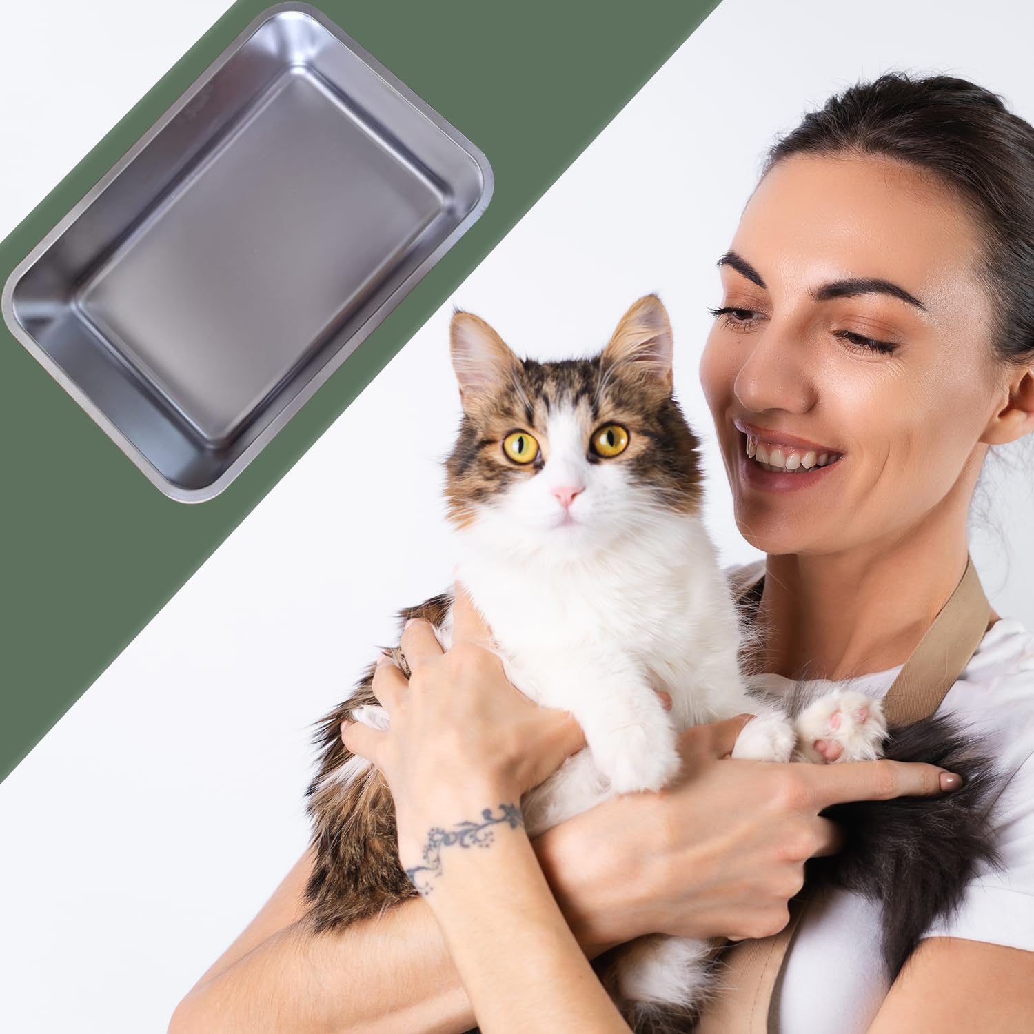Stainless Steel Cat Litter Box – Large High-Sided Non-Stick Metal Pan with Anti-Slip Base, Easy-Clean Indoor Tray, 19.5" L x 13.5" W x 6" H in for Cats & Rabbits - image 4
