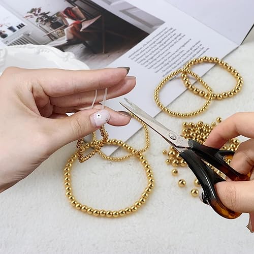 Miniatura 4 de 260 cuentas redondas espaciadoras rellenas de oro de 18 quilates, cuentas redondas de metal liso sin costuras, cuentas de latón macizo rellenas de