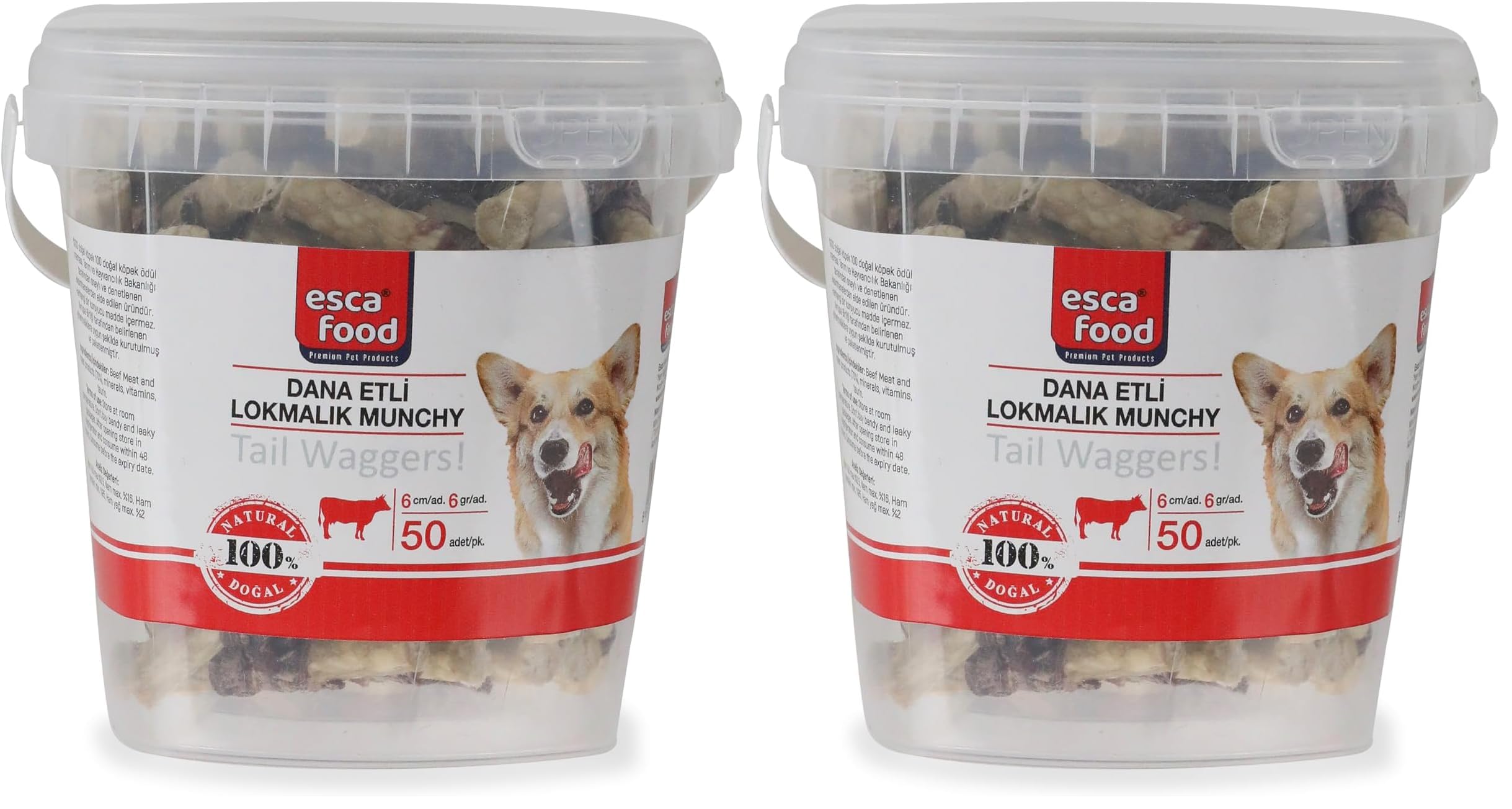 Esca Food Dana Etli Lokmalık Munchy 6 Santimetre 6 Gram 50'li Köpek Ödül Maması (2 paketi)
