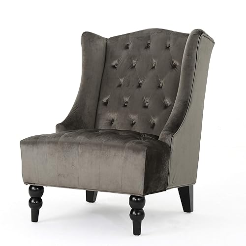 Christopher Knight Home Toddman High-Back Velvet Club Chair, Grey