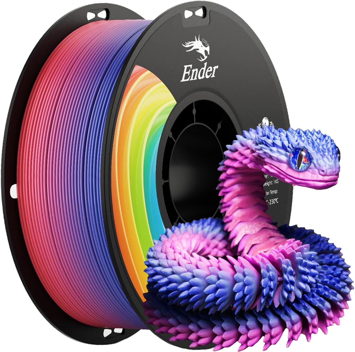 Creality Rainbow PLA+ 3D-Drucker Filament 1kg, 1,75 mm, Maßgenauigkeit +/- 0,02 mm, Verwicklungsfrei &amp; Knotenfrei, Farbverläufe, Kompatibel mit den meisten FDM 3D-Druckern