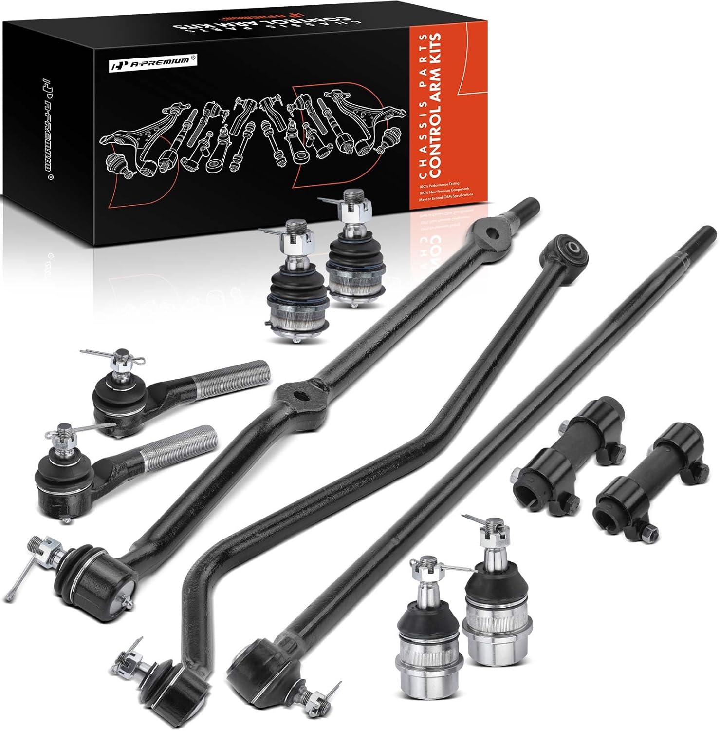 A-Premium Set of 11, Front Upper & Lower Ball Joint, Inner At Connecting & At Pitman Arm & Left Outer Tie Rod End, Track Bar, Compatible with Jeep ZJ Series - Grand Cherokee 1993-1998