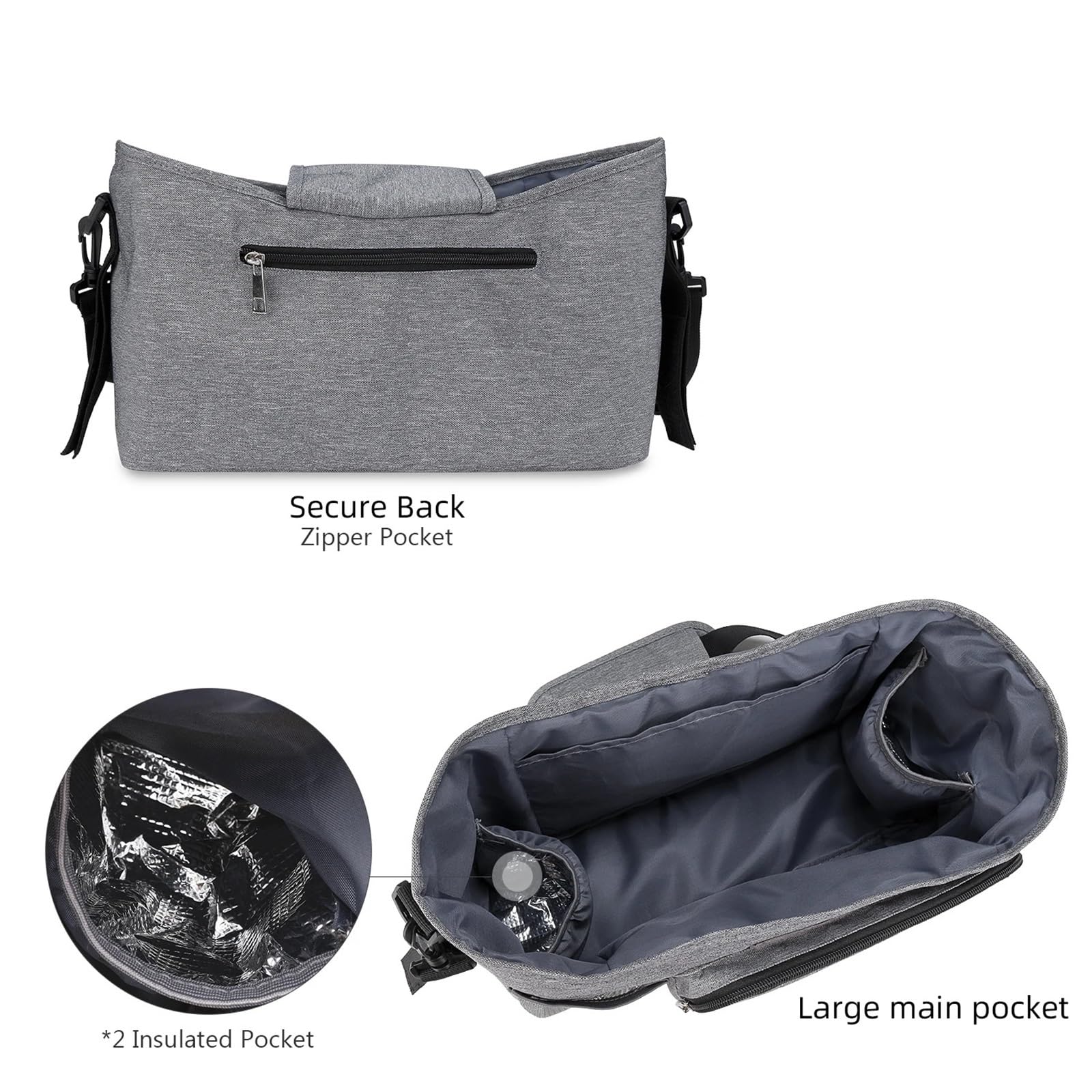 Wickeltasche Kinderwagen Kleine Wickeltasche, Kinderwagen-Organizer mit isoliertem Getränkehalter und Schultergurt, Mini-Kinderwagen-Aufbewahrungstasche for den Außenbereich(Black)