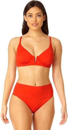 Anne Cole Womens V Wire Elongated Underwire Bikini Top