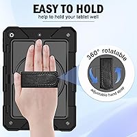 Vista 7 de BMOUO Funda para iPad de 9ª/8ª/7ª generación de 10.2", a prueba de golpes con soporte giratorio de 360°, correa de hombro y mano, funda para iPad