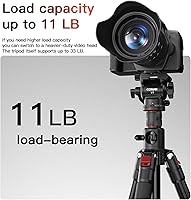 Vista 9 de COMAN Trípode de cámara superior de 72 pulgadas, trípode horizontal para cámara con placa QR de cabezal fluido, monopie desmontable, trípode