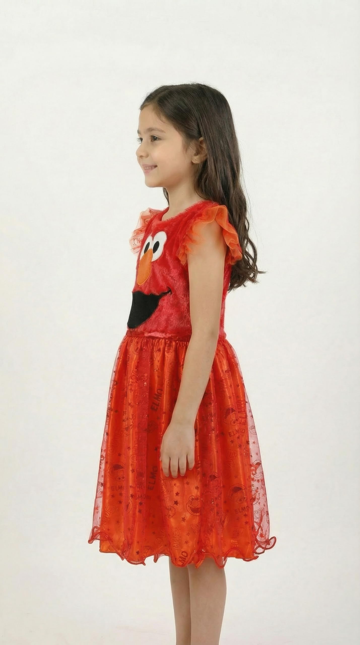 Vestito per bambine con licenza ufficiale Sesame Street Elmo | Giornata mondiale del libro, feste e travestimenti | Età 3-6 (4-6 anni)