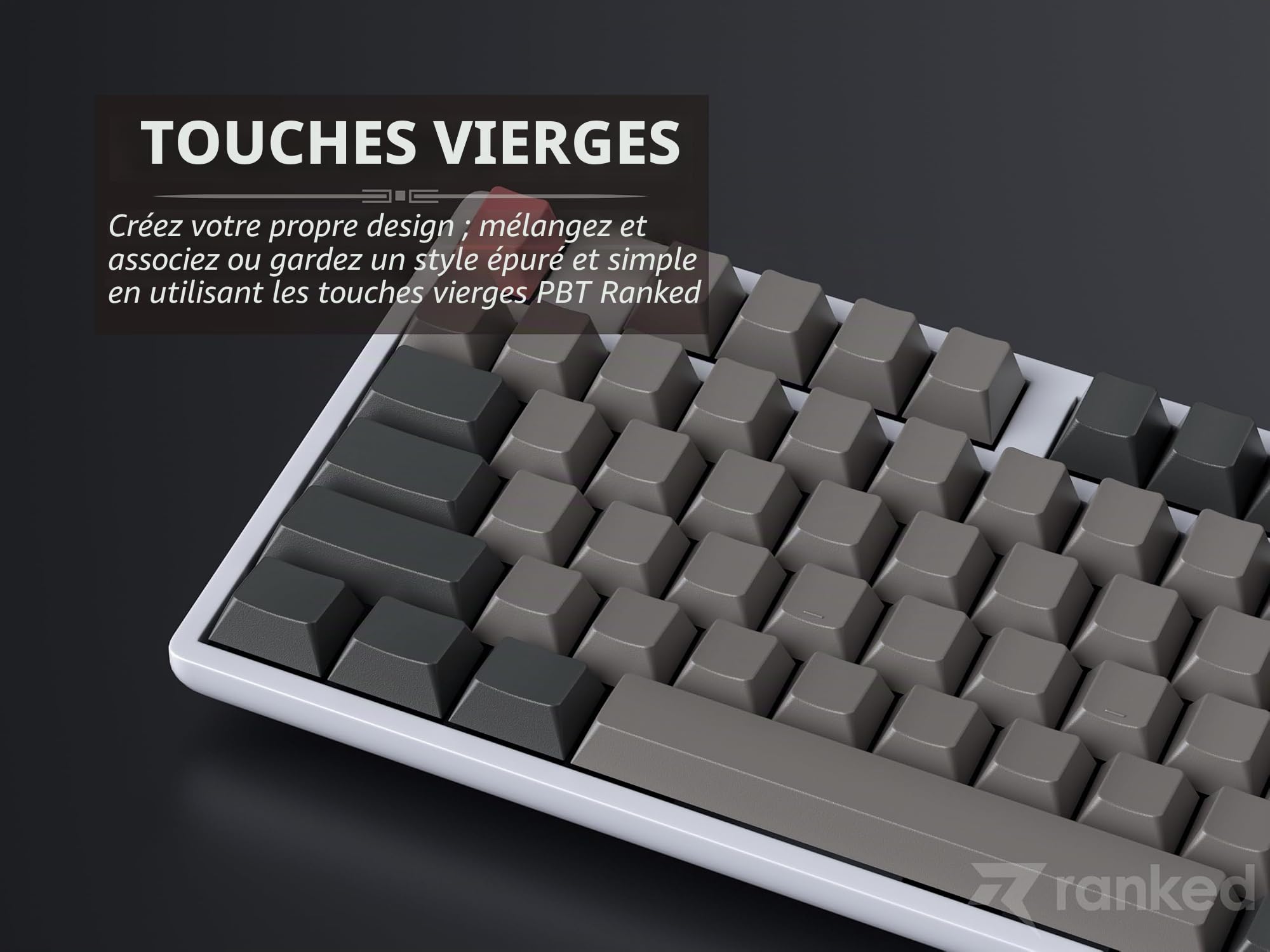 Ranked Set de Touches Vierges | 1.4 mm Thick PBT | Profil Cherry pour Clavier Mécaniques (Dolch, 139 Touches)