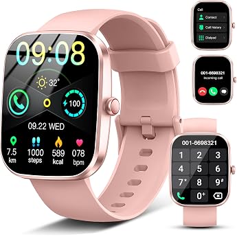 Smartwatch Damen Herren 1.91'' Zoll HD Smart Watch mit Bluetooth Anrufe Fitness Tracker Schrittz hler mit 110+ Sportmodi Schlafmonitor SpO2 Herzfrequenz IP68 Wasserdicht Fitnessuhr f r Android iOS