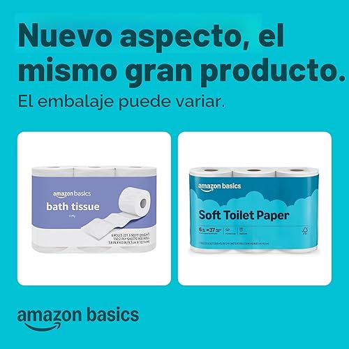 Miniatura 2 de Yaxa Basics - Papel higiénico de 2 capas, 6 rollos = 24 rollos regulares, 350 hojas, (1 paquete de 6), sin perfume