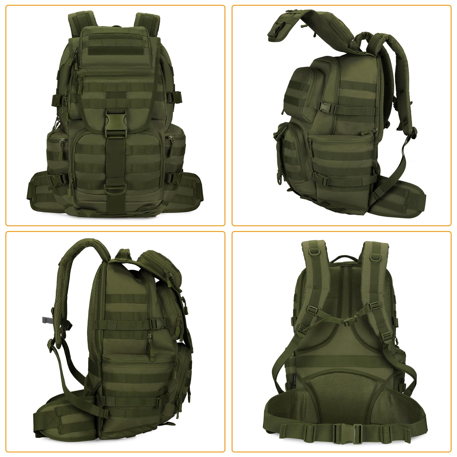 HUNTVP Wanderrucksack 50L Militar Rucksack Herren MOLLE Taktischer Rucksack Trekkingrucksack für Herren Damen Outdoor Wandern Trekking Camping