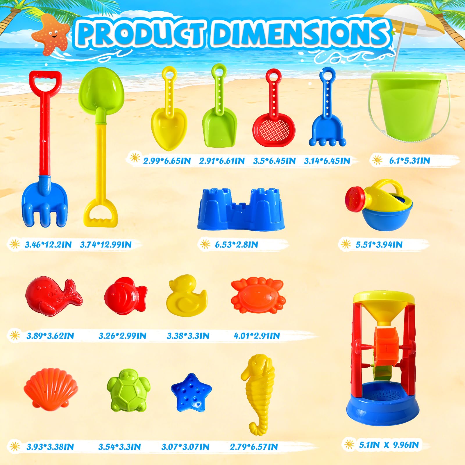 19-teiliges Strand-Sandspielzeug-Set für Kinder, Sandkastenspielzeug, Strandmuscheln, Strand- und Strandspielzeug, Sandbox-Spielzeug für Kinder
