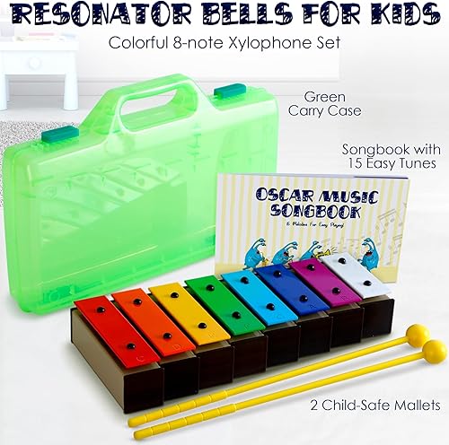 Miniatura 2 de MINIARTIS Glockenspiel Xilófono  Juguetes educativos de música para niños pequeños  Campanas resonadoras coloridas de 8 notas para niños con 15